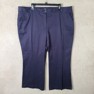 Lands End Pants Womens 22W Blue Wide Leg Chino Casual Career Business Stretch